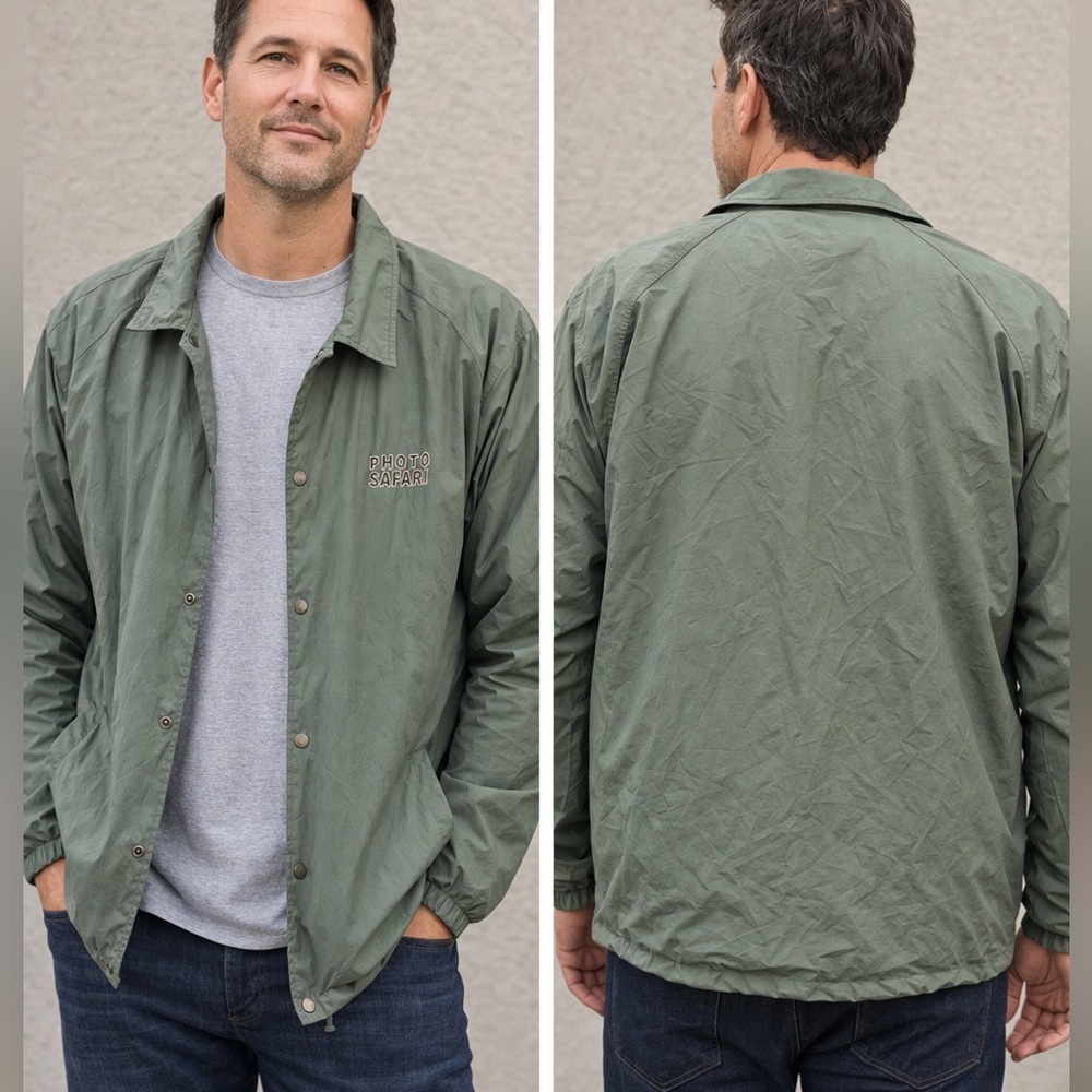 Independent trading photo safari Green windbreaker Jacket LARGE